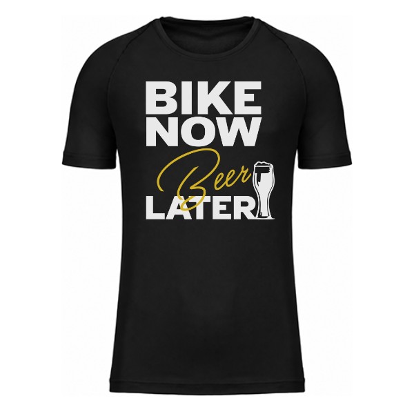Pánske funčné tričko s potlačou Bike now, beer later